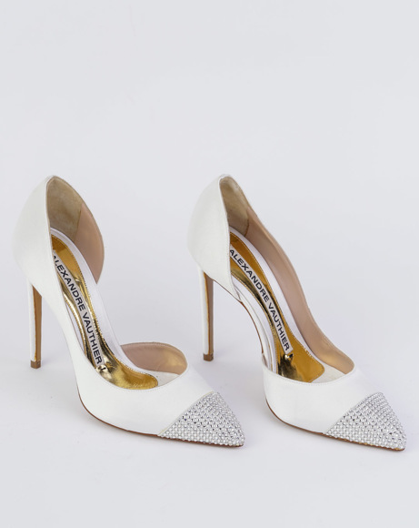 Picture of WHITE CHA CHA CRYSTAL-EMBELLISHED PUMPS