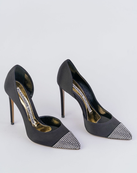 Picture of BLACK CHA CHA CRYSTAL-EMBELLISHED PUMPS